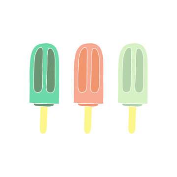 Bright illustration with ice cream in a waffle glass. Vector image on a white background.
