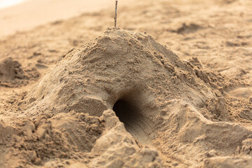 Sand buildings on the beach
