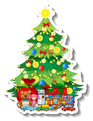 A sticker template with Christmas tree isolated