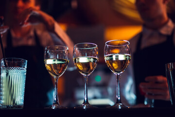 Glasses of wine on the counter