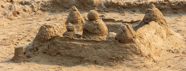 Sand buildings on the beach
