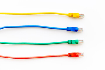 Network cables and electrical wires, top view