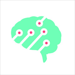 brain with circle circuit for Artificial Intelligence logo
