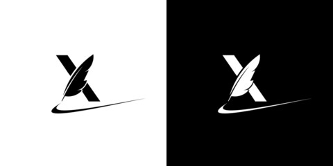 The initial logo design of the letter X, a combination of a goose feather pen, is unique and attractive