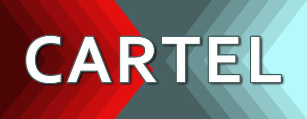 Cartel - text written on cyan and red background