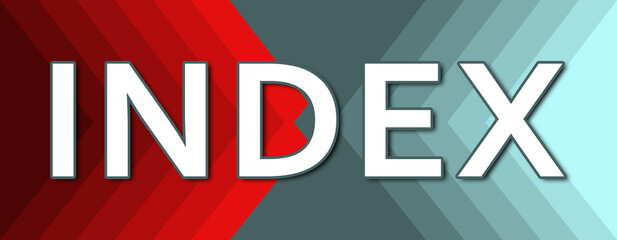 Index - text written on cyan and red background