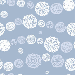 Seamless pattern, background, surface design with the image of lace snowflakes