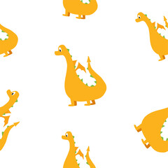 Seamless pattern with a dragon. Vector cartoon children's illustration.