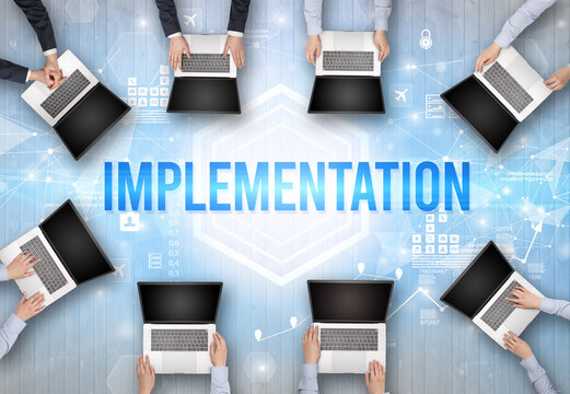 Group of Busy People Working in an Office, technology concept