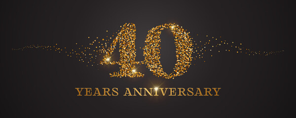 40 years anniversary vector icon, logo. Graphic design element with golden glitter number for 40th anniversary card