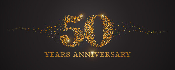 50 years anniversary vector icon, logo. Graphic design element with golden glitter number for 50th anniversary card - obrazy, fototapety, plakaty