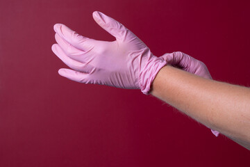 male hands in medical gloves