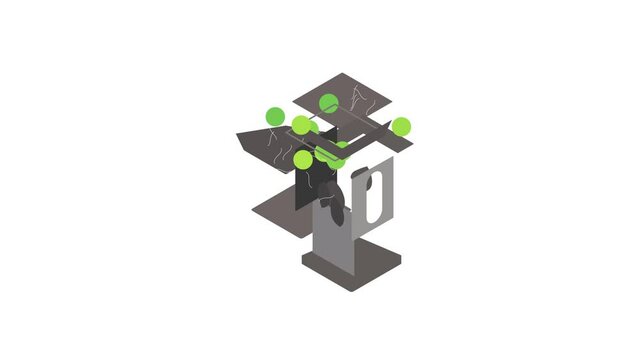 Tennis ball machine icon animation isometric best object on white backgound