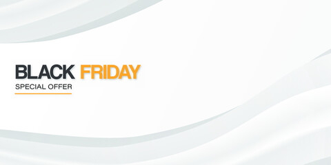 Black Friday abstract waves background. Abstract white waves with text for advertising and promotion. Banner and background, brochure, and flyer design concept