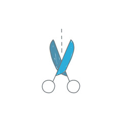 Dotted line scissors icon in color icon, isolated on white background 
