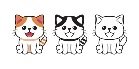 Set of vector character cartoon cute exotic shorthair cat for design.