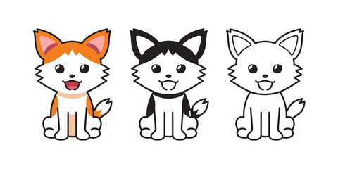 Vector cartoon set of character happy cat for design.