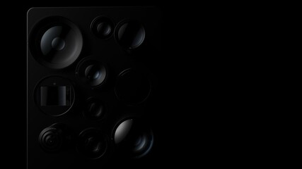 variety of lenses on your phone. an allegorical illustration of the variety and popularity of mobile photography technology