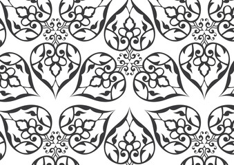 flower pattern vector, repeating linear petal of flower, monochrome stylish	
