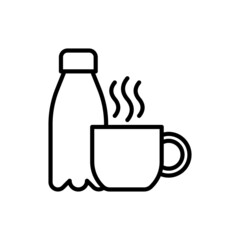 Beverages, bottle of water, tea, coffee. Thin line icon. Vector illustration.