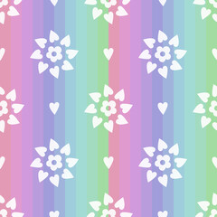 floral pattern rainbow stripes hearts print for baby vector image