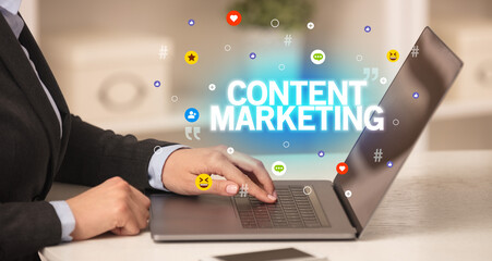 Freelance woman using laptop concept