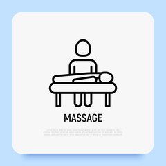 Massage thin line icon. Rehabilitation, relaxation, physiotherapy, osteopathy. Modern vector illustration.