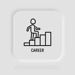 Fototapeta premium Career thin line icon: man climbs the stairs. Modern vector illustration.
