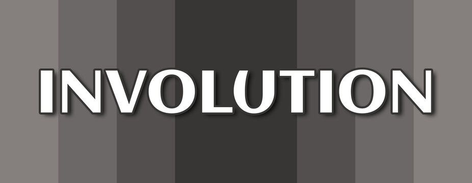 Involution - text written on grey striped background