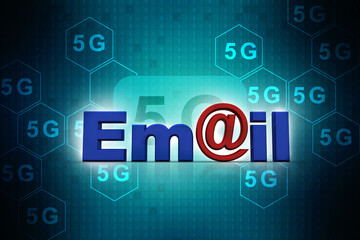 3d illustration Network community concept .e mail sign