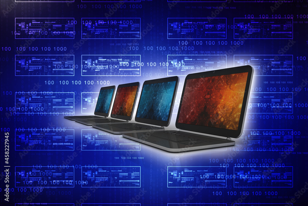 Poster 3d rendering technology computer network
