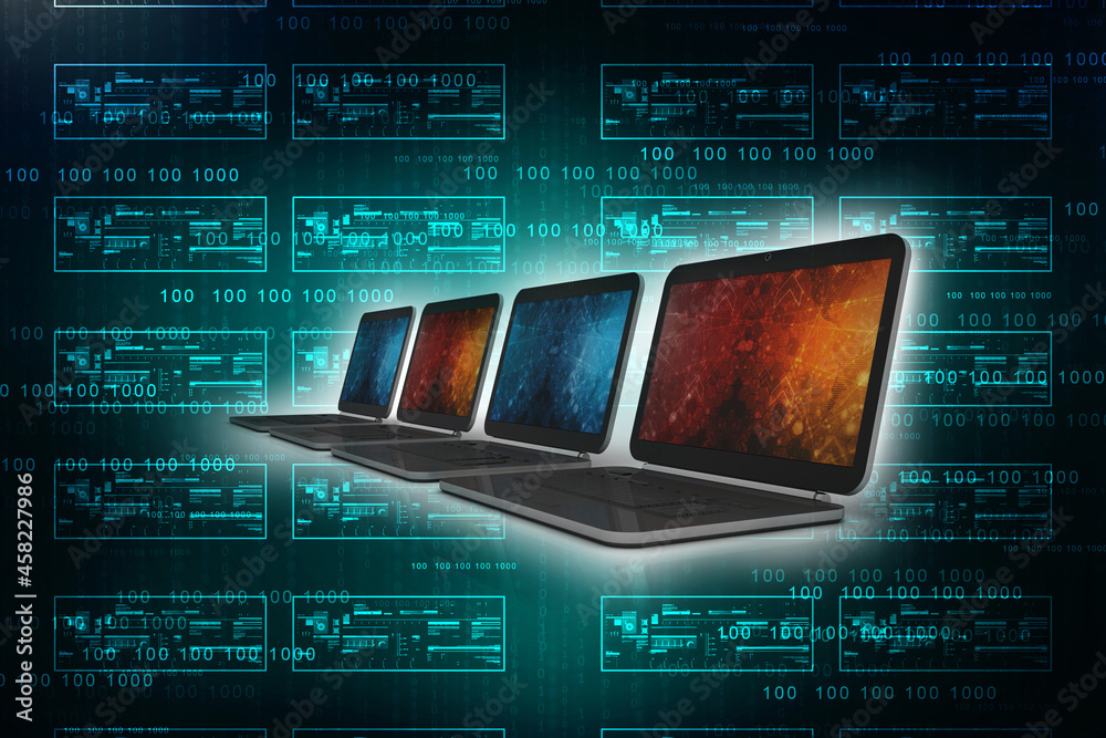 Poster 3d rendering technology computer network