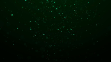 Obraz premium Dust particle glow. Energy flow on a green background. Abstract background of particles. 3D rendering.