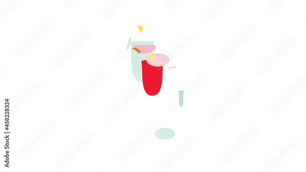 Poster Cocktail Singapore sling icon animation isometric best object on white backgound