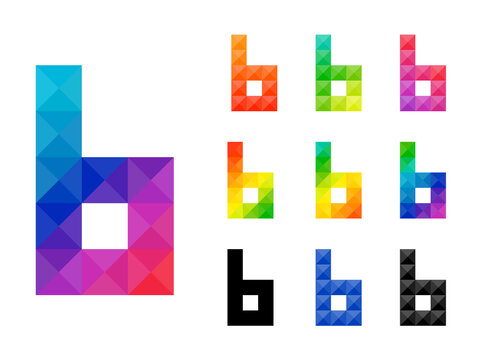 Set of colorful alphabet small letter b 3D icon logo. Vector illustration.