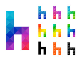 Set of colorful alphabet small letter h 3D icon logo. Vector illustration.
