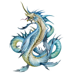 Watercolor Leviathan illustration, mythological creature, myth,  Magical creature