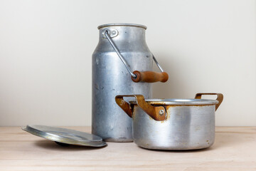 Old vintage aluminum cookware