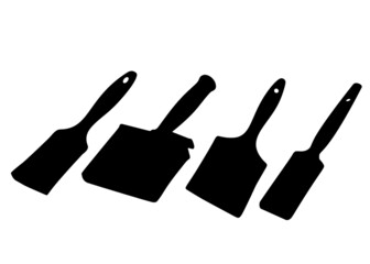 A set of paint brushes in a set. Vector image.