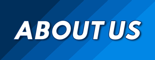 About Us - text written on striped blue background