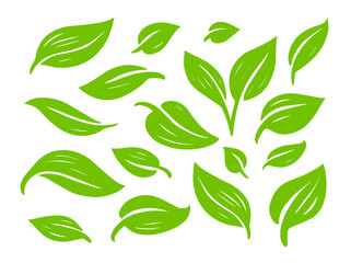 Leaves icon vector set isolated on white background. Leaf logo design element