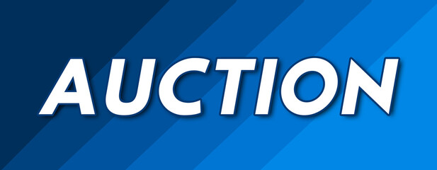 Auction - text written on striped blue background
