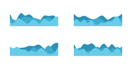 Vector blue wave icons set on white background. Water waves. eps 10