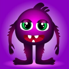 Monster happy creature funny purple bacterium cool monster character  halloween monster art