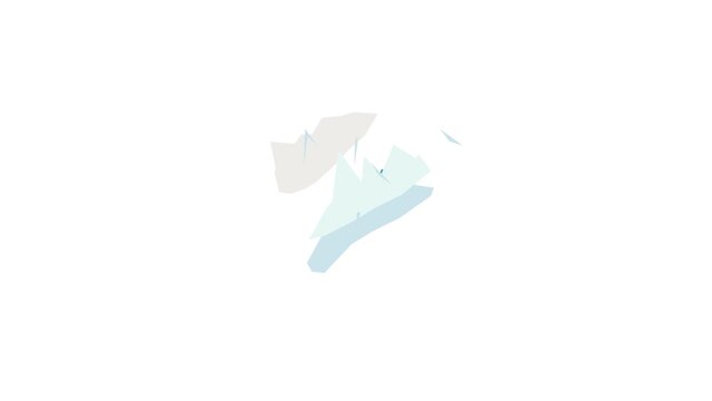 Snowy mountains icon animation isometric best object on white backgound