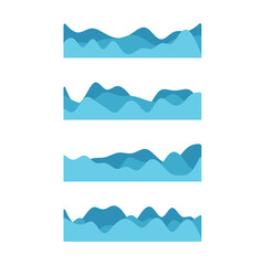 Vector blue wave icons set on white background. Water waves. eps 10