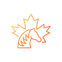 Canadian horse gradient linear vector icon. National heritage and symbol of Canada. Official canadian emblem. Thin line color symbol. Modern style pictogram. Vector isolated outline drawing