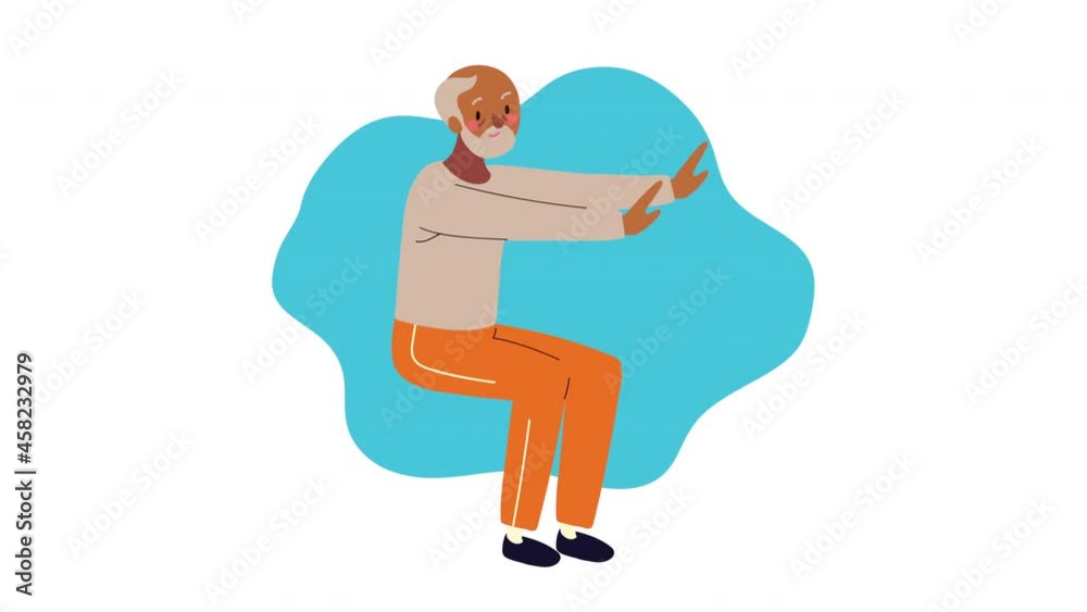 Wall mural old man practicing exercise animation