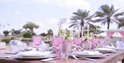 table setting in the restaurant