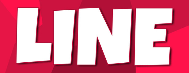 Line - text written on irregular red background